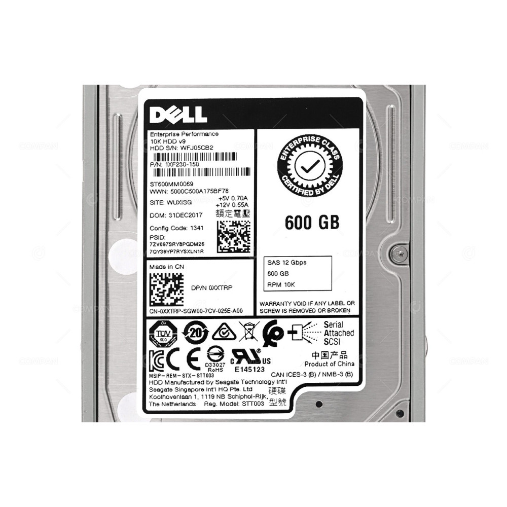 XXTRP DELL HDD 600GB 10K SAS 12G 2.5" SFF HOT-SWAP